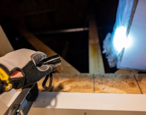 Hand holding a flashlight